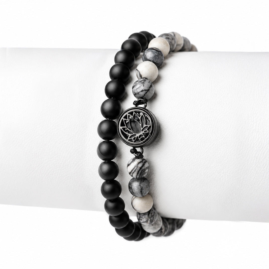 Grey Jasper-Inspired Combo – Black Charm