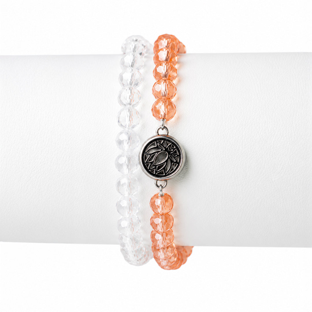 Peach Crystal Combo – Silver Charm