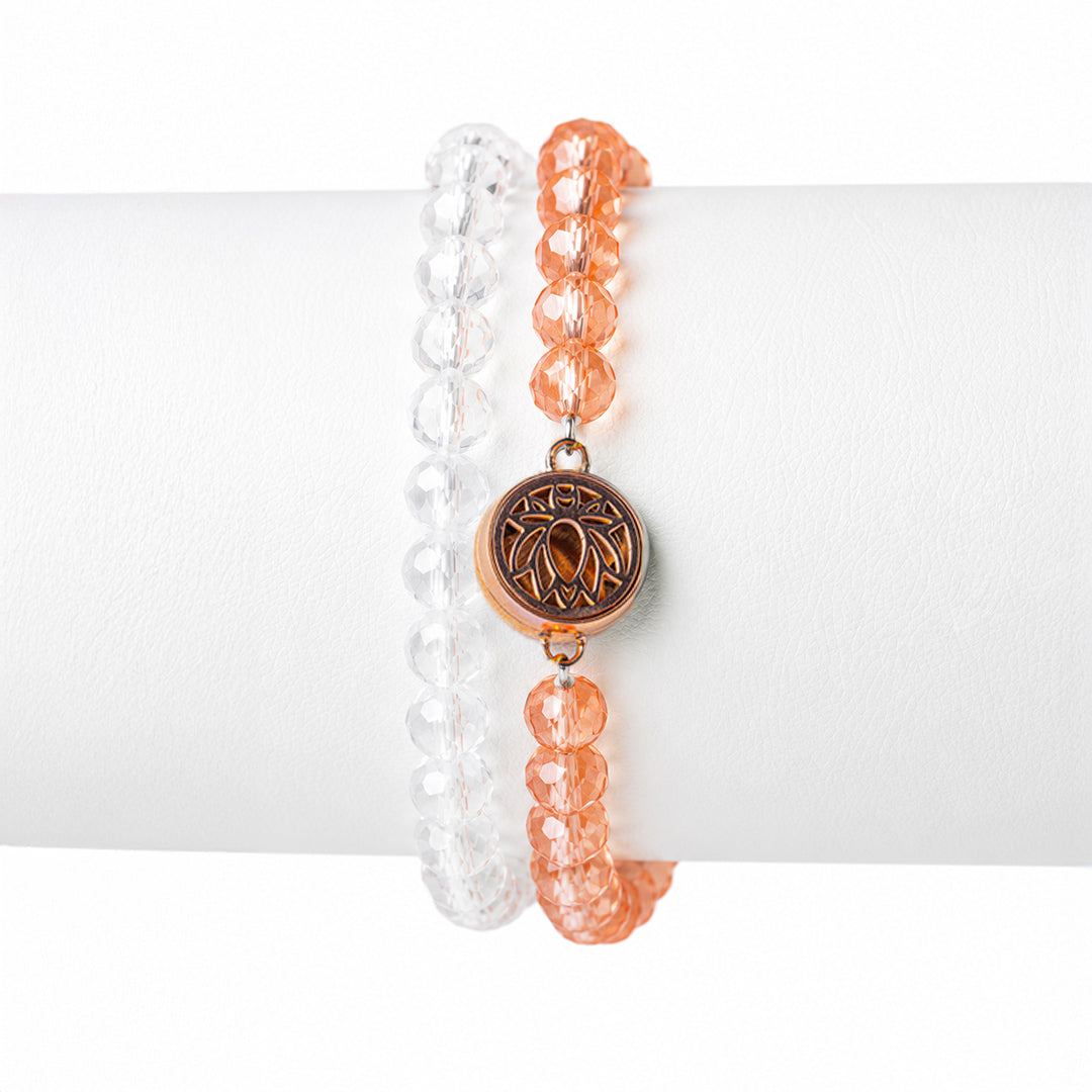 Peach Crystal Combo – Rose Gold Charm