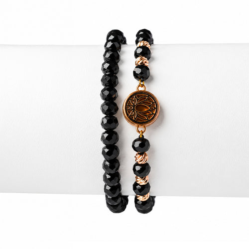 Black Crystal Combo – Rose Gold Charm