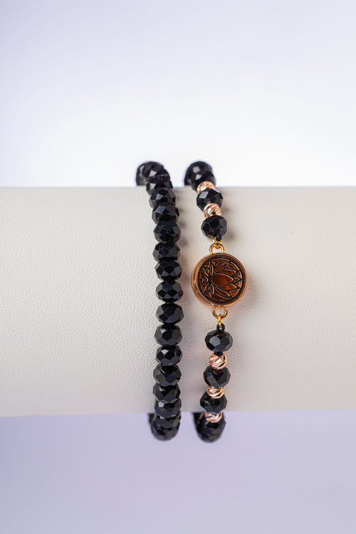 Black Crystal Combo – Rose Gold Charm